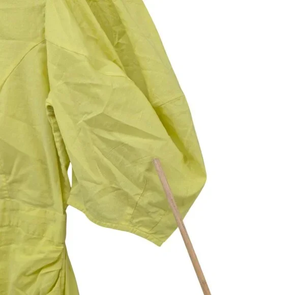 Rhode Pia Mini Sheath Dress Neon Yellow 1/2 Sleeve Ruched Asymmetric Skirt Sz XS - Picture 11 of 11
